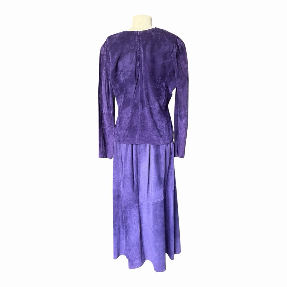 Vintage Liz Roberts Robert Elliott Purple Suede Two Piece Skirt Set Medium - Picture 3 of 16